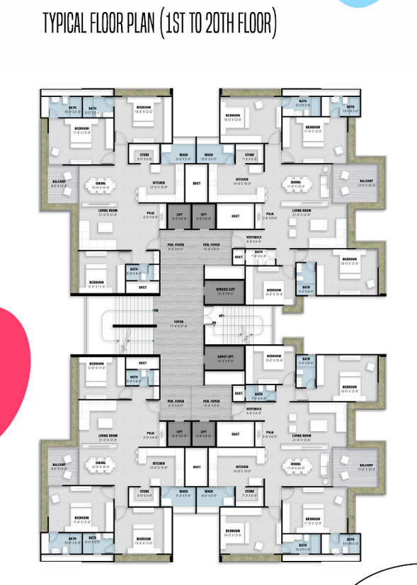  1st to 22nd Floor 